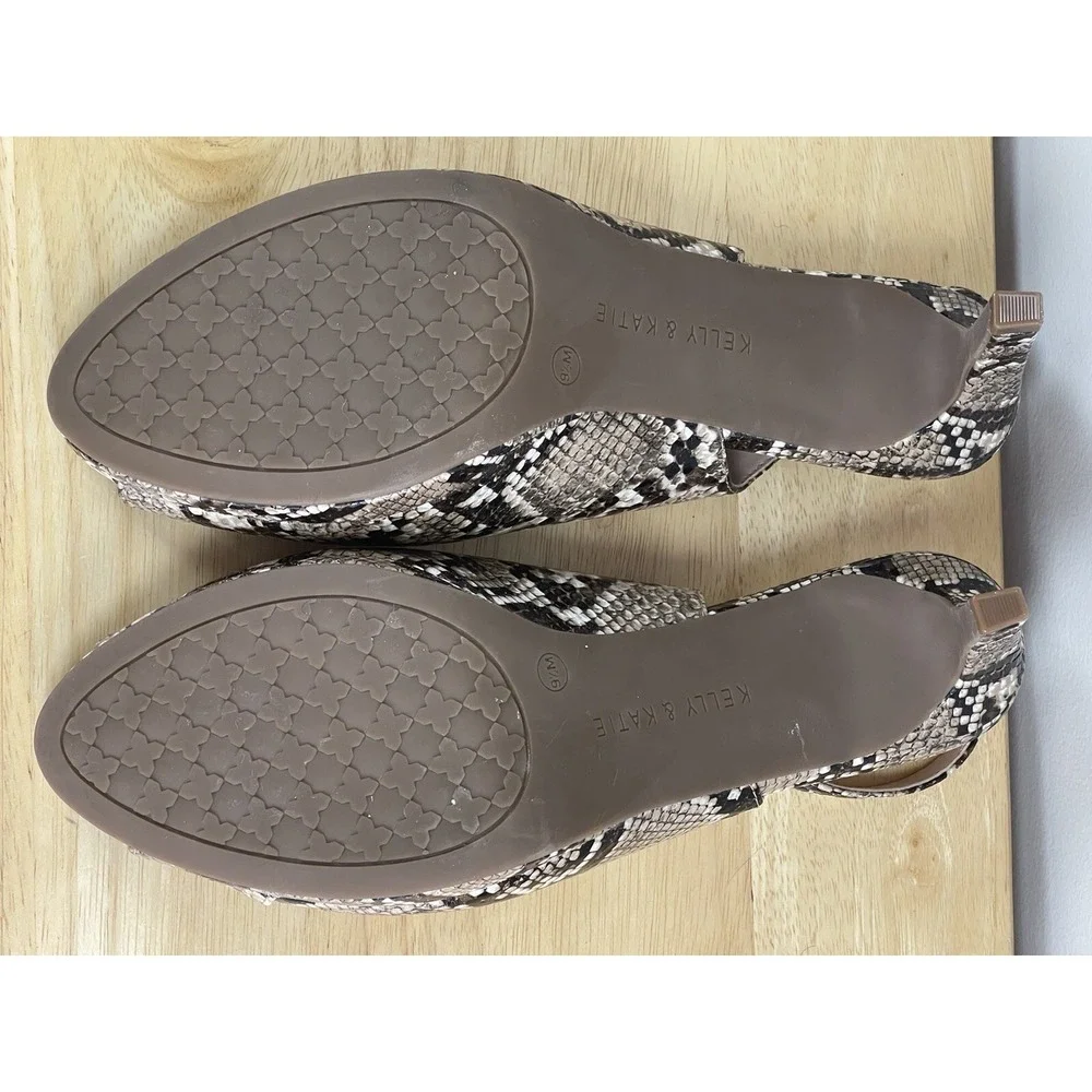 Kelly & Katie Womens Nerani Snake Print Slingback Peep Toe Sandals Heels 9 1/2 M